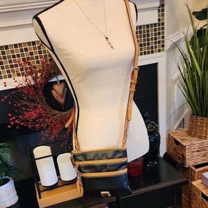 Elegant Black and Tan Crossbody Bag